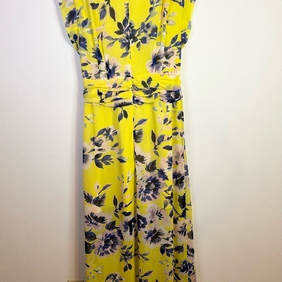 Eliza J Floral Print High Low Chiffon Yellow Floral Dress 6 - Picture 15 of 16